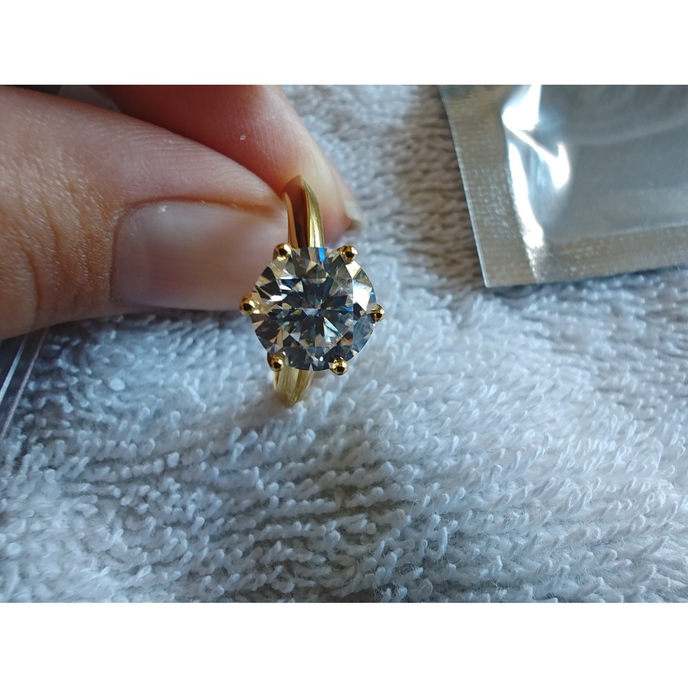 Solitaire Ring 2.0ct Moissanite D Color Gold Over Sterling Silver Adjustable - Picture 6 of 8